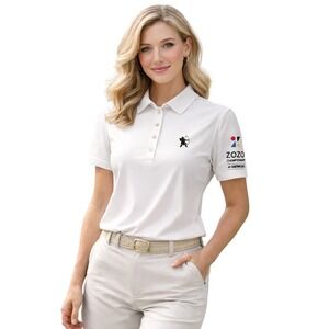 Womens Peter Millar White Golf Polo L Performance UPF 50 Sporty Resort Coastal